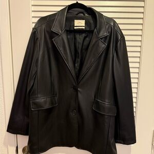 Urban Outfitters Black Leather Blazer Jacket